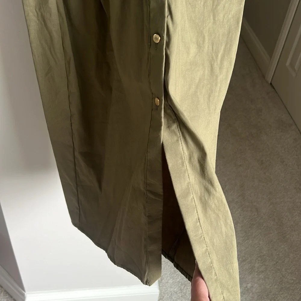 Zara Olive Green Long Sleeve Button-Front Maxi Dress - Picture 5 of 5
